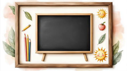 Watercolor School Chalkboard with Soft Pastel Edges – Educational Art for Classroom Decor, Teacher Gift or Back to School Poster - Kulkann75