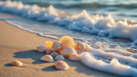 Soft Pastel Seascape with Shells, Waves and Foam – Calm Nature Print for Spa, Bathroom or Coastal Home Decor - Kulkann75