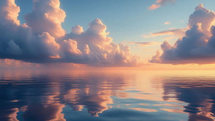 Pink Morning Clouds Reflecting in Calm Water – Dreamy Sunrise Landscape for Wall Art or Meditation Background - Kulkann75