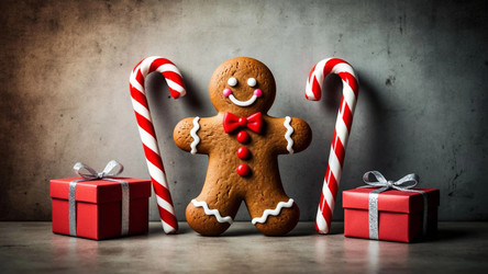 Vintage Christmas Gingerbread Man on Rustic Wooden Table – Cozy Homemade Baking for Holiday Card, Retro Recipe Print or Winter Decor - Kulkann75