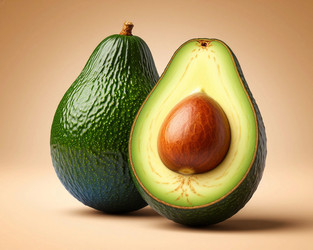 Avocado Halved on Minimalist Beige Gradient Background – Clean Healthy Food Still Life for Vegan Branding or Menu Design - Kulkann75