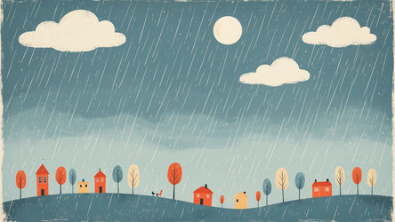 Pastel Rainy Day Doodle Poster – Soft Children's Illustration for Nursery Wall Art, Weather Theme Card or Playroom Decor - Kulkann75