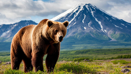 Brown Bear in Wild Mountain Meadow – Powerful Wildlife Portrait for Nature Poster or Animal Conservation Print - Kulkann75