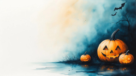 Modern Halloween Flyer Template in Blue and Orange – Empty Text Space for Event Promotion, Banner or Instagram Story - Kulkann75