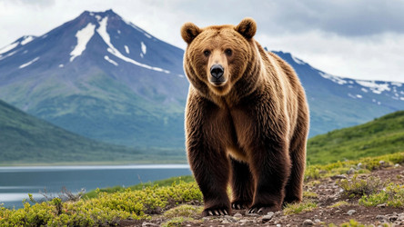Brown Bear in Wild Mountain Meadow – Powerful Wildlife Portrait for Nature Poster or Animal Conservation Print - Kulkann75
