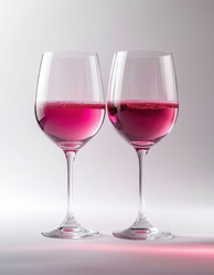 Two Glasses of Pink Sparkling Wine, Rosé Champagne Toast for Romantic Dinner, Wedding or Celebration Concept - Kulkann75