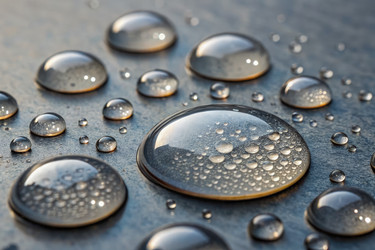 Яркие капли воды разных размеров на поверхности, созданные с помощью генеративного искусственного интеллекта - RomanZ
