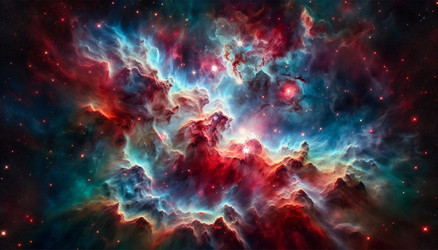 Эффектный, красочный снимок туманности Ориона, звездного питомника, с яркими облаками газа и пыли и блестящими новорожденными звездами. Изображение, созданное с помощью искусственного интеллекта - yuyu