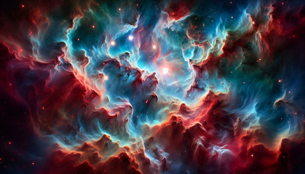 Эффектный, красочный снимок туманности Ориона, звездного питомника, с яркими облаками газа и пыли и блестящими новорожденными звездами. Изображение, созданное с помощью искусственного интеллекта - yuyu