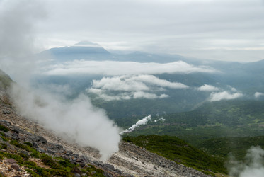 Вид с вулкана Баранского. остров Итуруп. View from Baransky volcano. Iturup Island. (Сахалин. Sakhalin. (marka) - marka