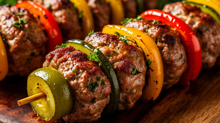 Grilled Shashlik Skewers with Vegetables – Juicy Meat and Pepper Kabobs for Barbecue Party, Summer Picnic or Street Food Menu - Kulkann75