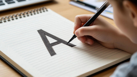 Pen Writing Capital A on Paper – Close Up Calligraphy or Note Taking Scene for Study, Stationery, or Creative Writing Visuals - Kulkann75