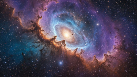 Purple and Pink Starry Nebula – Magical Interstellar Cloud for Wallpaper or Album Cover - Kulkann75