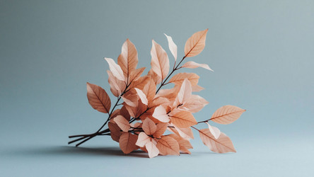 Muted Autumn Leaf Bouquet on Pastel Blue – Soft Fall Still Life for Cozy Wall Art or Seasonal Home Decor - Kulkann75