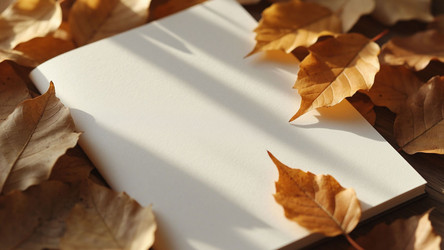 Empty Notebook Page Surrounded by Autumn Leaves – Clean Copy Space for Journaling, Creative Writing or Fall Branding - Kulkann75
