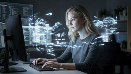 Программист-футурист работает над интерфейсом виртуальной реальности - Vvicca