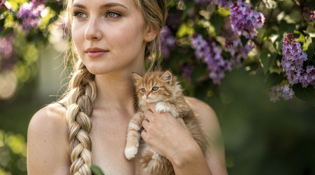 Спокойный момент с рыжим котенком на природе - Vvicca