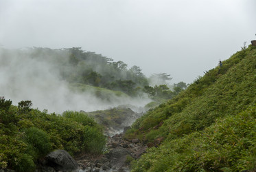 Кипящая река у подножья вулкана Баранского. о. Итуруп. A boiling river at the foot of the Baransky volcano. Iturup Island. (Сахалин. Sakhalin. (marka) - marka