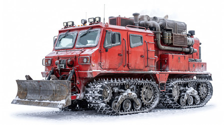 Футуристический спасательный автомобиль с красными гусеницами - artshock