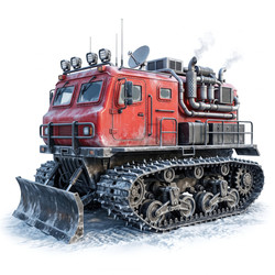 Футуристический спасательный автомобиль с красными гусеницами - artshock