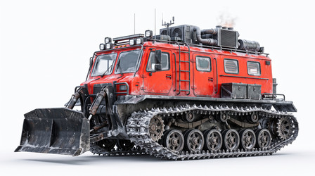 Футуристический спасательный автомобиль с красными гусеницами - artshock
