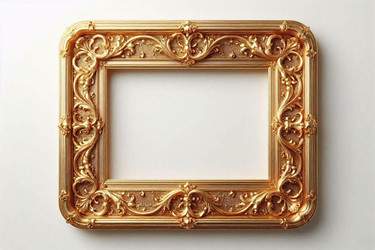 Ultra-luxurious golden frame with solid polished gold surface and repoussé pattern, Ai generated image - yuyu