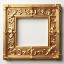 Ultra-luxurious golden frame with solid polished gold surface and repoussé pattern, Ai generated image - yuyu