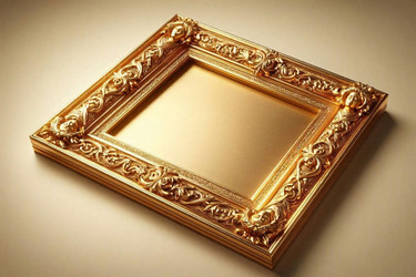Ultra-luxurious golden frame with solid polished gold surface and repoussé pattern, Ai generated image - yuyu