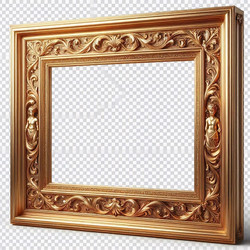 Ultra-luxurious golden frame with solid polished gold surface and repoussé pattern, Ai generated image - yuyu
