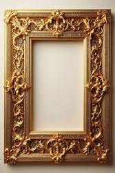 Ultra-luxurious golden frame with solid polished gold surface and repoussé pattern, Ai generated image - yuyu