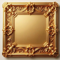 Ultra-luxurious golden frame with solid polished gold surface and repoussé pattern, Ai generated image - yuyu