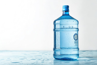 Синяя пластиковая бутылка с водой, изолированная на белом фоне, генеративный ИИ - RomanZ