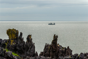 Вид на залив Китовый с плато Янкито. о. Итуруп.. Iturup Island. (Сахалин. Sakhalin. (marka) - marka