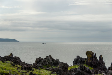 Вид на Курильский залив с плато Янкито. о. Итуруп.. Iturup Island. (Сахалин. Sakhalin. (marka) - marka