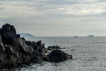 Вид на залив Китовый с плато Янкито. о. Итуруп.. Iturup Island. (Сахалин. Sakhalin. (marka) - marka