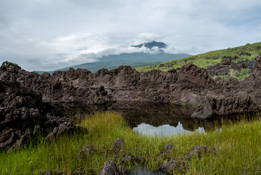 Лавовое плато Янкито с видом на вулкан Богдан Хмельницкий. о. Итуруп. The Yankito plateau with a view of the Bogdan Khmelnitsky volcano. Iturup Island. (Сахалин. Sakhalin. (marka) - marka