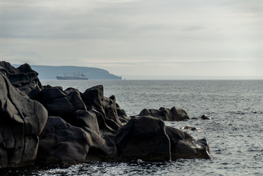 Вид на залив Китовый с плато Янкито. о. Итуруп.. Iturup Island. (Сахалин. Sakhalin. (marka) - marka