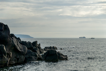 Вид на залив Китовый с плато Янкито. о. Итуруп.. Iturup Island. (Сахалин. Sakhalin. (marka) - marka