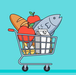 Тележка для покупок, полная свежих продуктов - artshock