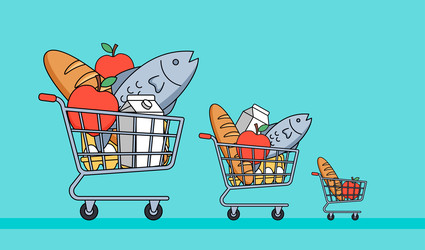 Три размера тележек для покупок в продуктовом магазине - artshock