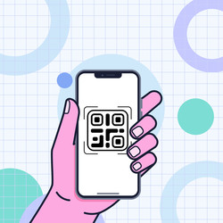 Рука держит телефон со значком сканера QR-кода - artshock