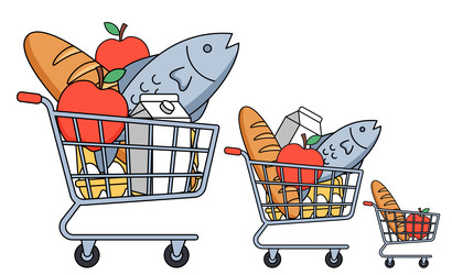 Три размера тележек для покупок в продуктовом магазине - artshock