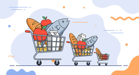Три размера тележек для покупок в продуктовом магазине - artshock