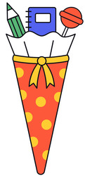 Schultüte School Cone with Pencil Notebook Lollipop - artshock