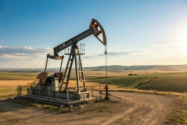 Нефтенасосная установка работает под ясным небом в сельской местности. Генеративный искусственный интеллект - RomanZ