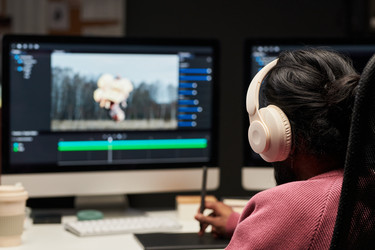 Man Editing Video Content for Digital Marketing Campaign - Pressmaster