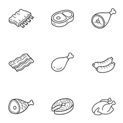 набор векторных иллюстраций различных видов мясных продуктов - OLiAN_ART