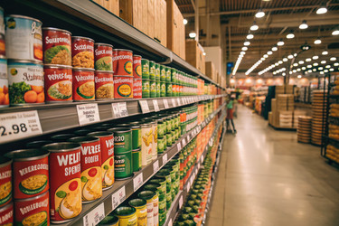 Проход Продуктового Магазина Заполнен Различными Консервами, создающими Искусственный Интеллект - RomanZ