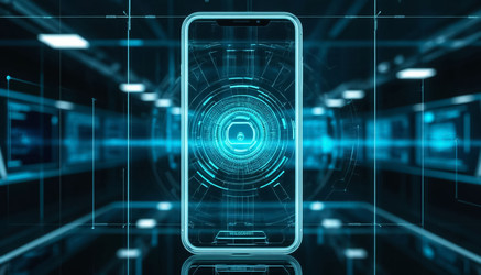 Презентация современного телефона будущего, голографического на темном фоне - Nik.Alex