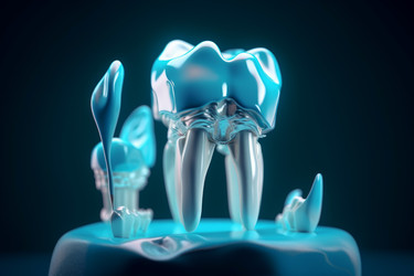 Креативная 3d-реклама стоматологии на голубом фоне. Медицинское обслуживание. Генерировать искусственный интеллект - yliv